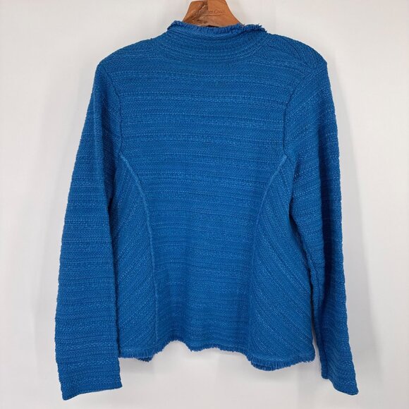 Chicos 1 Womens Blue Textured Open Front cardigan Jacket Size Medium cotton - Picture 15 of 15